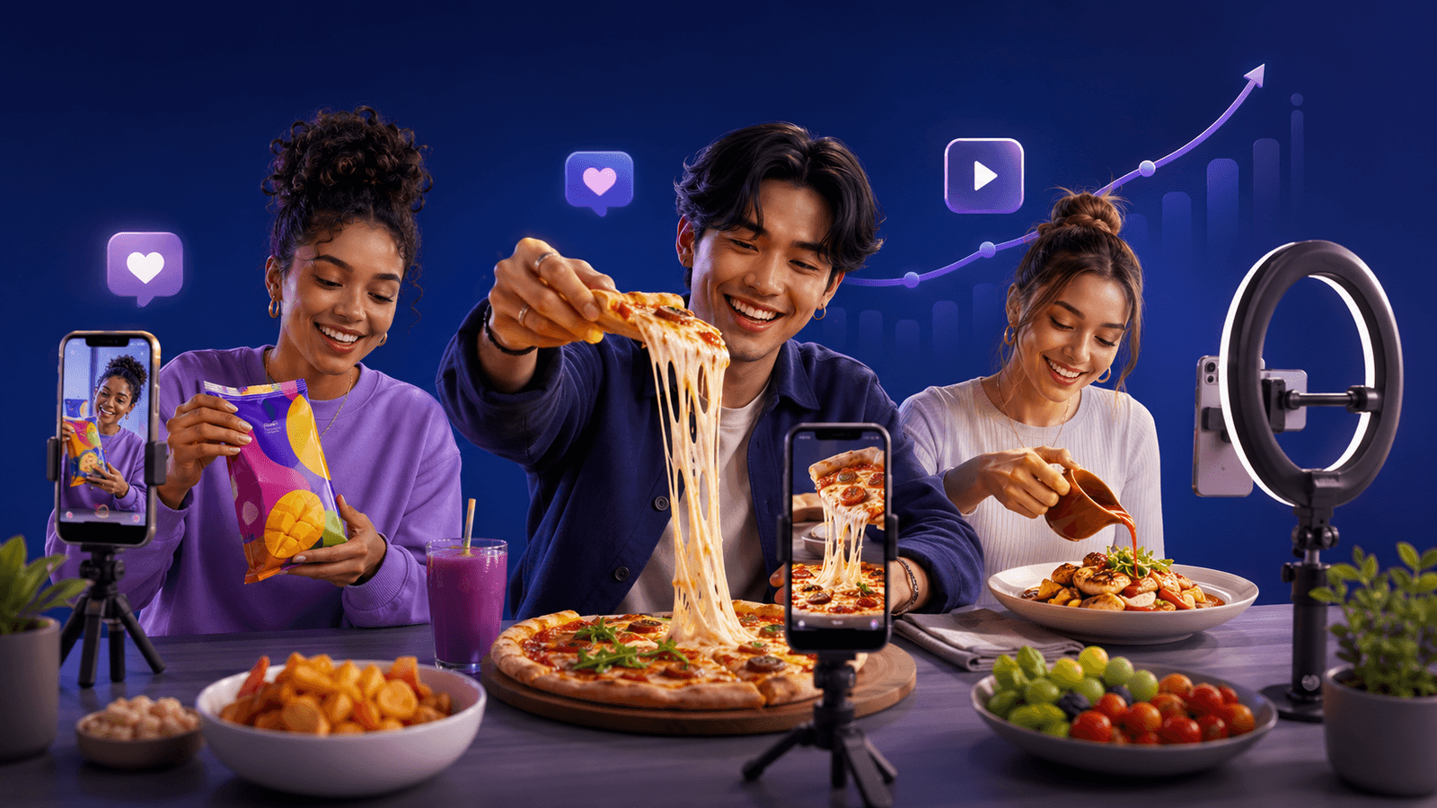 Food creators showcasing recipes, product placement, and visually engaging food content across social media.