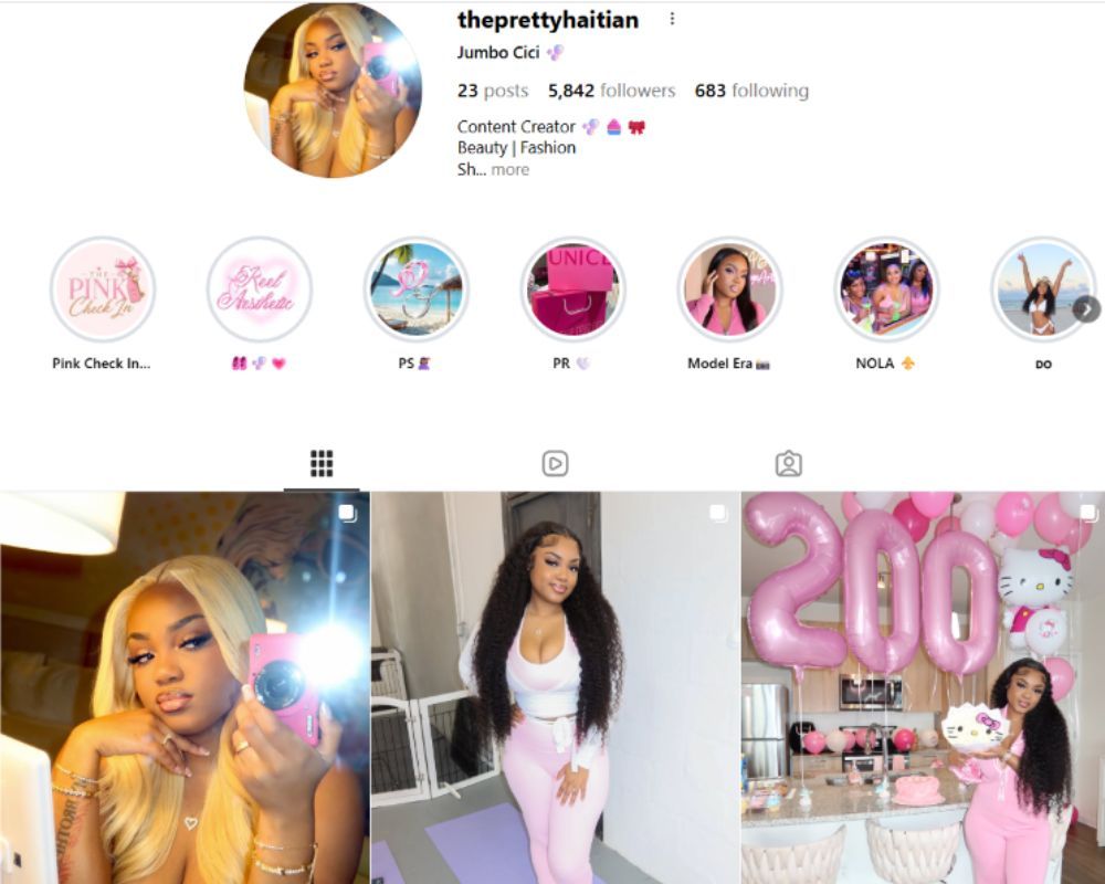 A makeup artist’s Instagram profile featuring polished beauty portraits, makeup-focused content, and lifestyle visuals.